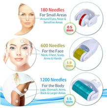 Load image into Gallery viewer, Derma Roller Microneedling Roller 3 in 1 Kit Titanium Micro Needle Face Body Roller