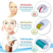 Load image into Gallery viewer, Derma Roller Microneedling Roller 3 in 1 Kit Titanium Micro Needle Face Body Roller
